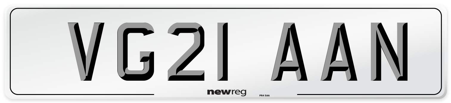 VG21 AAN Number Plate from New Reg